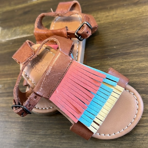 Zara Baby Girl Sandals Leather Fringe Tassel Boho Pink Blue Yellow 2-3 - Picture 7 of 7